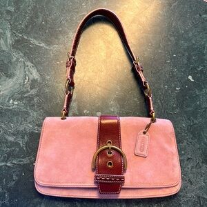 Coach suede pink handbag